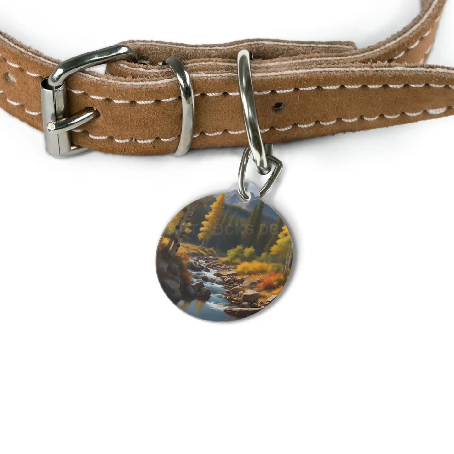 Pet Tag — Autumn Mountain Stream Dog ID Tag Nature Landscape Collar Charm - 1’’ - Pets