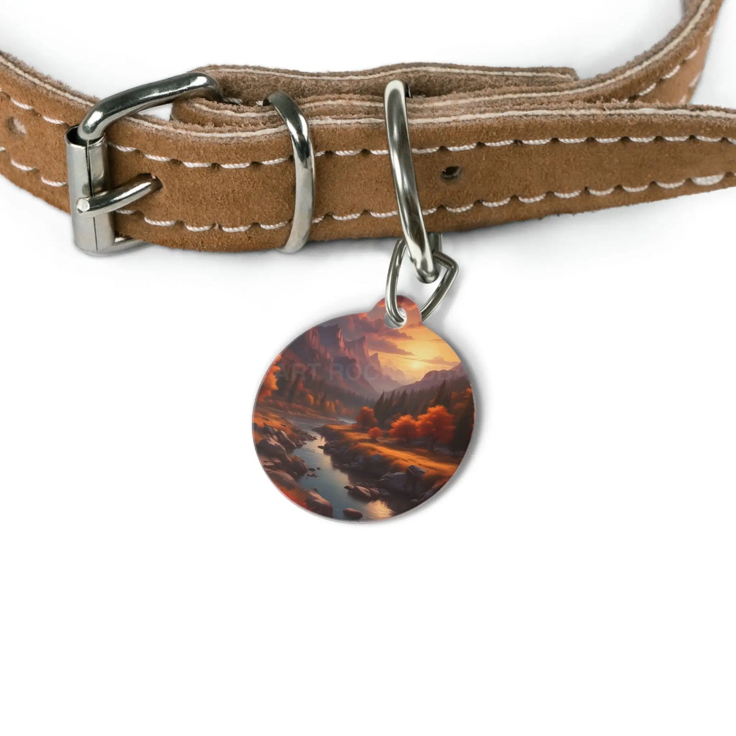 Pet Tag — Autumn Mountain Sunset Scenic ID Charm - 1’’ - Pets