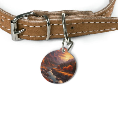 Pet Tag — Autumn Mountain Sunset Scenic ID Charm - 1’’ - Pets