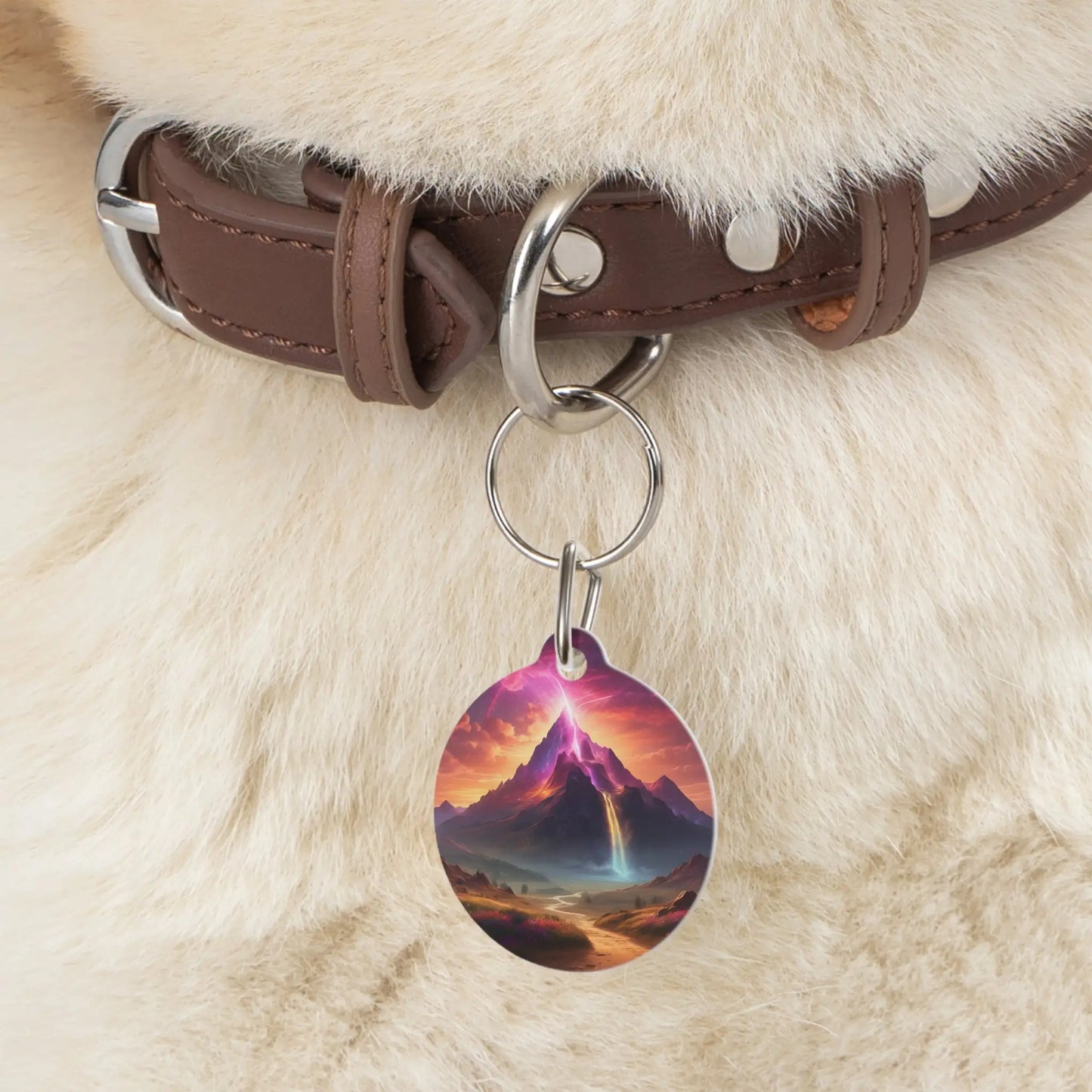 Pet Tag — Fantasy Mountain Sunset Dog & Cat ID Tag - 1’’ - Pets