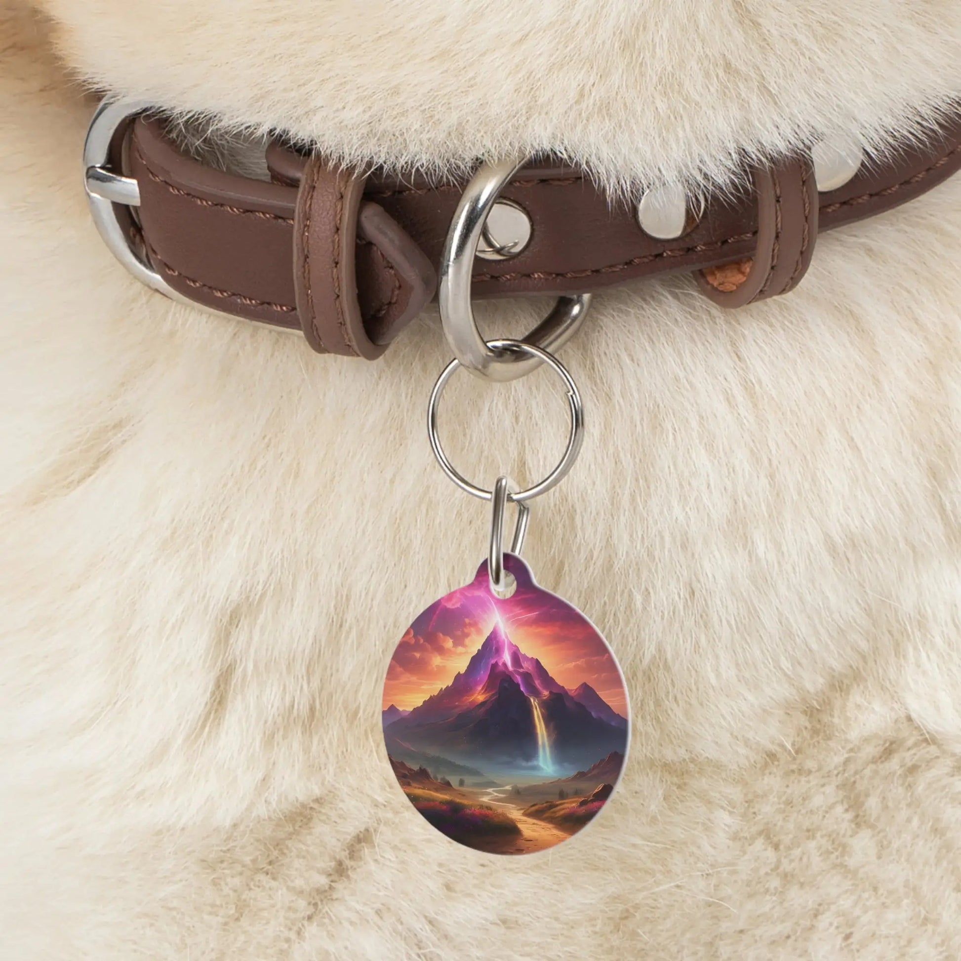 Pet Tag — Fantasy Mountain Sunset Dog & Cat ID Tag - 1’’ - Pets