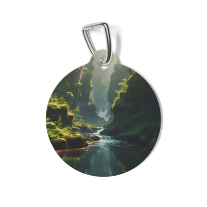 Pet Tag — Forest Waterfall Scenic Dog & Cat ID Tag - 1’’ - Pets