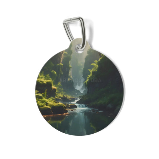 Pet Tag — Forest Waterfall Scenic Dog & Cat ID Tag - 1’’ - Pets