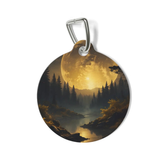 Pet Tag — Golden Moonlit Forest Dog/Cat ID Tag - 1’’ - Pets