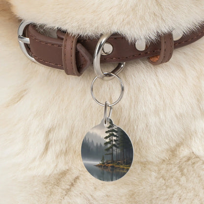 Pet Tag – Misty Forest Lake Round ID Tag - 1’’ - Pets