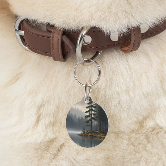 Pet Tag – Misty Forest Lake Round ID Tag - 1’’ - Pets