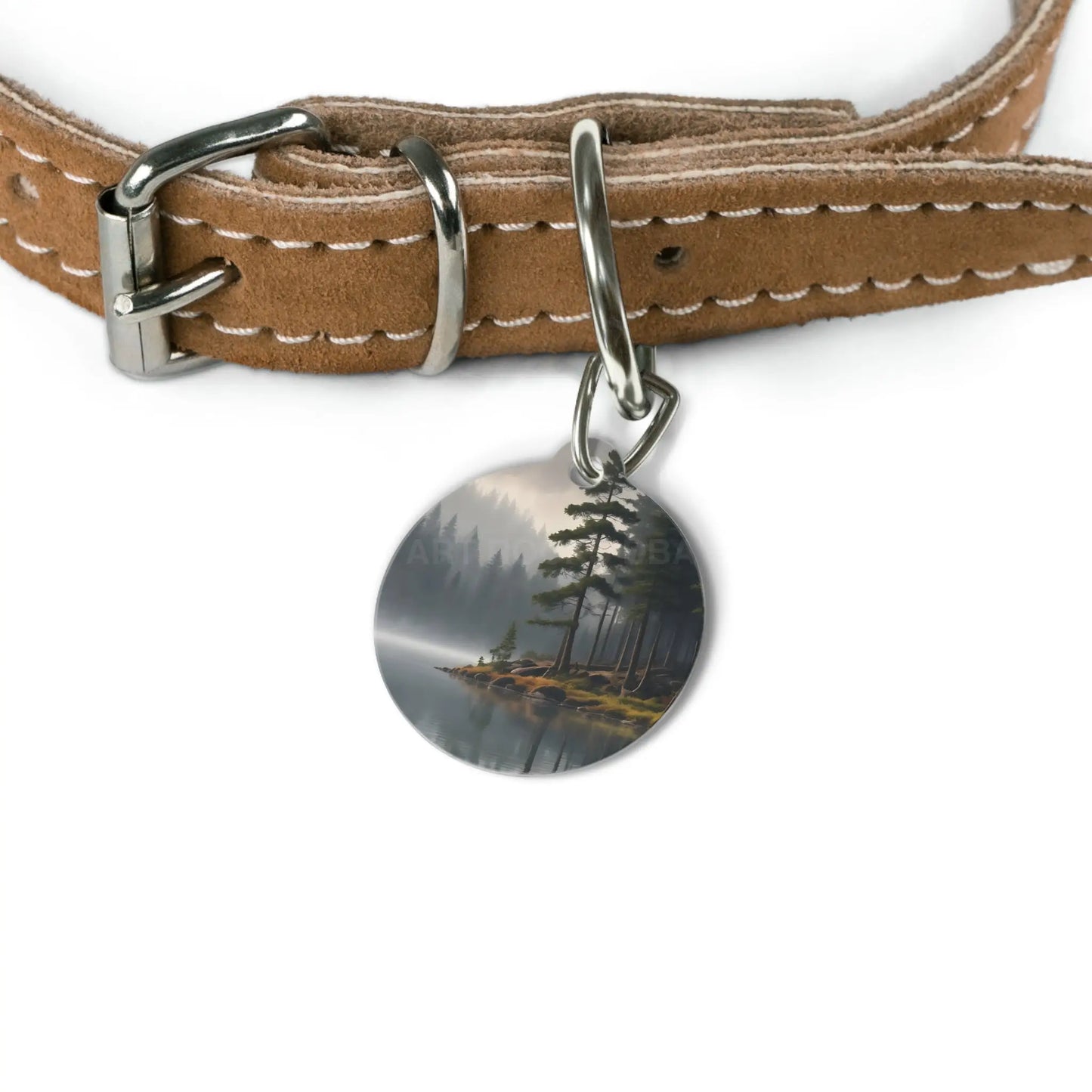 Pet Tag – Misty Forest Lake Round ID Tag - 1’’ - Pets