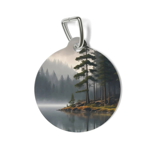 Pet Tag – Misty Forest Lake Round ID Tag - 1’’ - Pets
