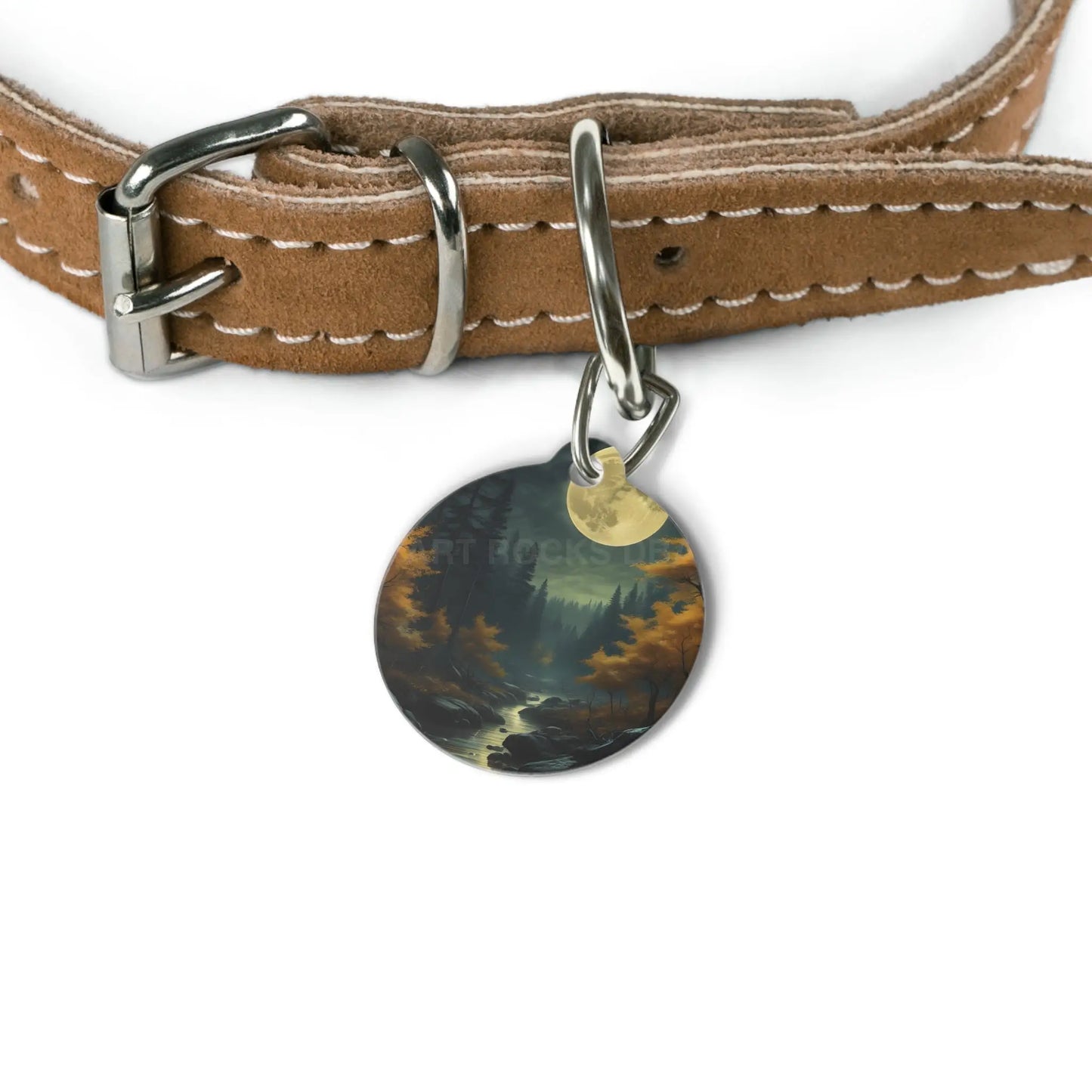 Pet Tag — Moonlit Forest Stream Dog ID Tag - 1’’ - Pets