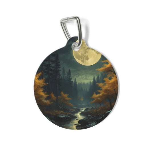 Pet Tag — Moonlit Forest Stream Dog ID Tag - 1’’ - Pets