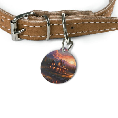 Pet Tag — Mountain Cabin Sunset Personalized Dog ID Tag - 1’’ - Pets