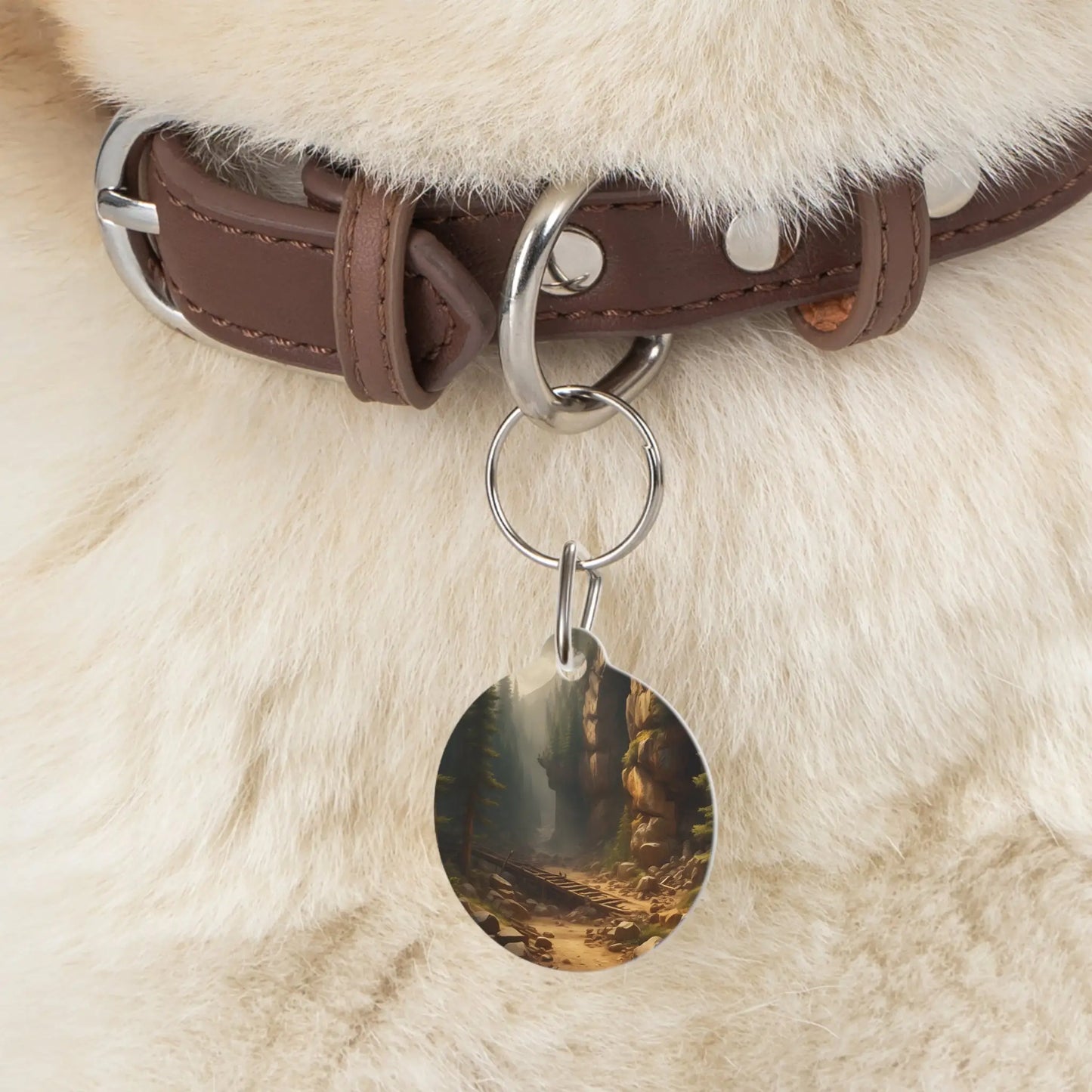 Pet Tag — Mountain Trail Scenic Engraved Dog ID Tag - 1’’ - Pets