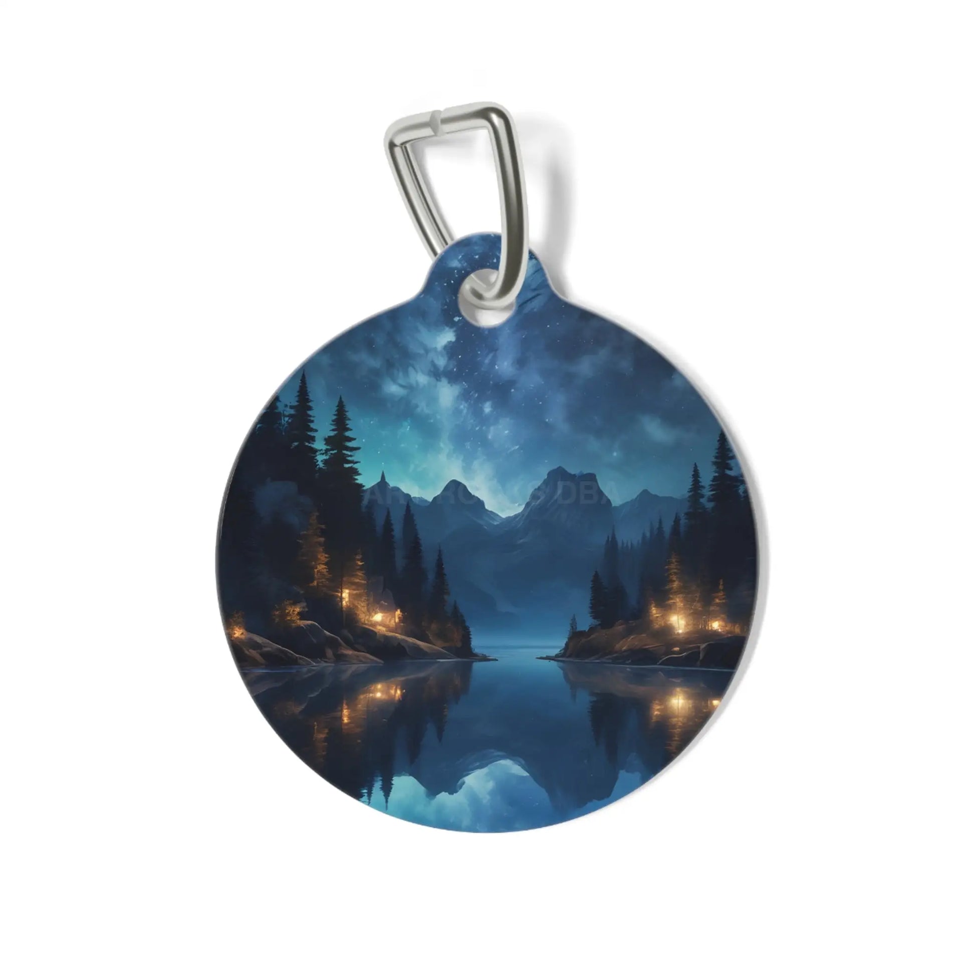 Pet Tag - Night Lake Mountain Landscape Dog ID Tag - 1’’ - Pets