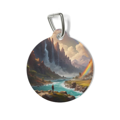 Pet Tag — Scenic Adventure Landscape with Rainbow Dog ID Tag - 1’’ - Pets