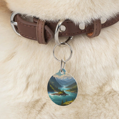 Pet Tag — Scenic Mountain Lake Dog & Cat ID Tag (Nature Landscape Design) - 1’’ - Pets