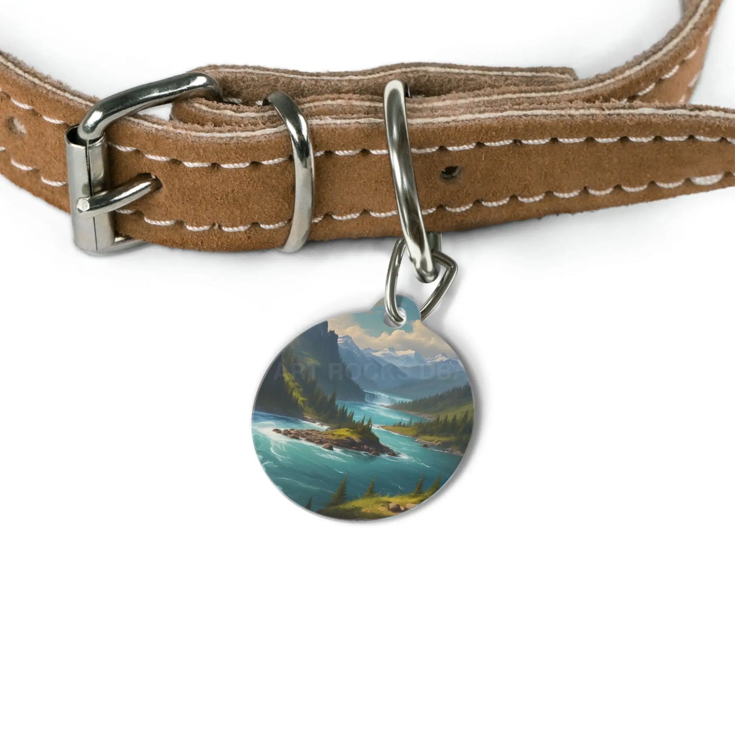 Pet Tag — Scenic Mountain Lake Dog & Cat ID Tag (Nature Landscape Design) - 1’’ - Pets