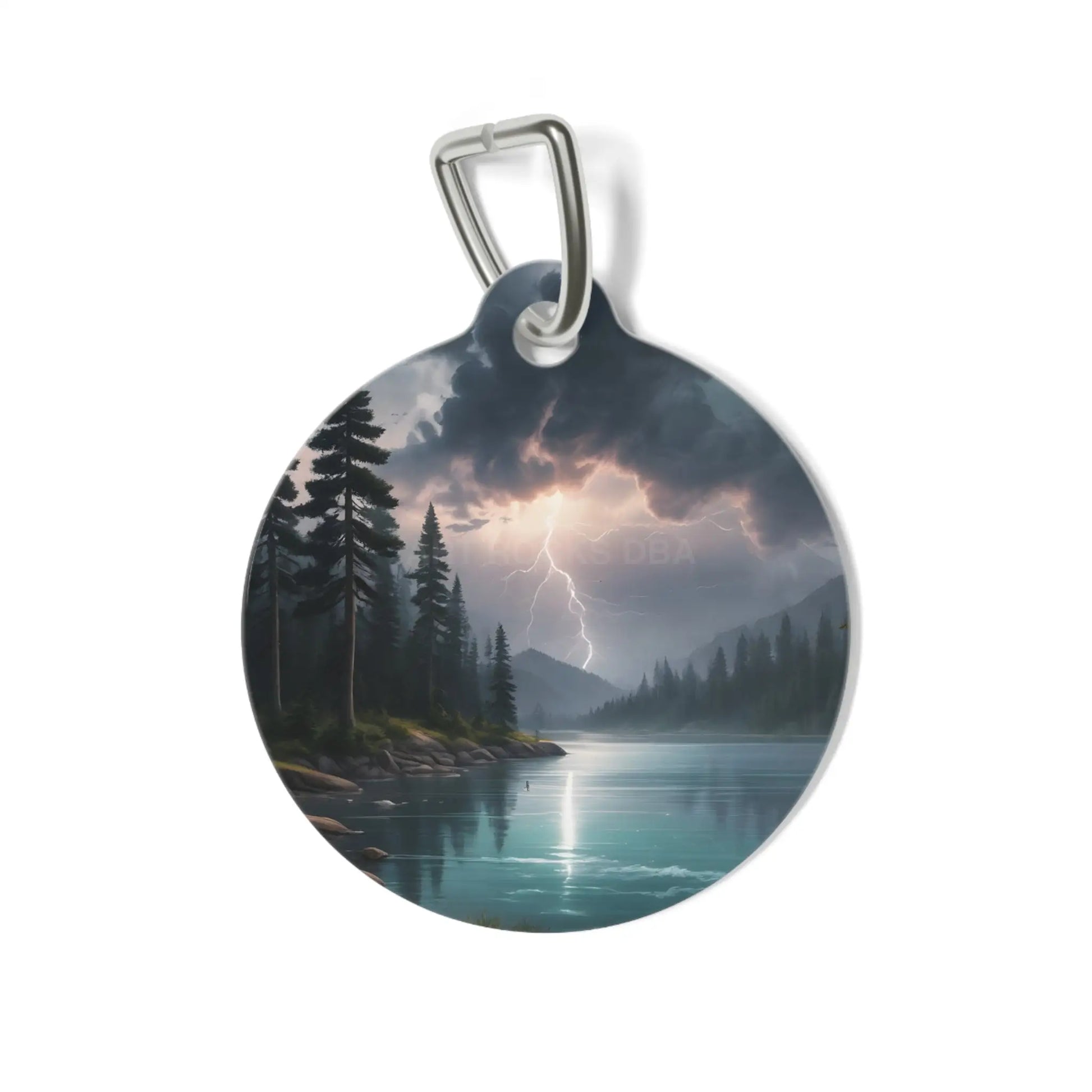 Pet Tag - Stormy Lake Landscape Lightning Design - 1’’ - Pets