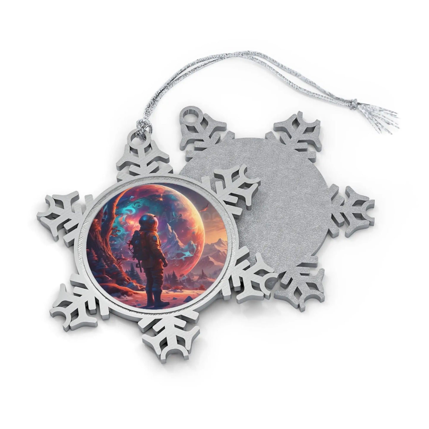 Pewter Snowflake Ornament — Astronaut Nebula - Snowflake / One Size - Home Decor