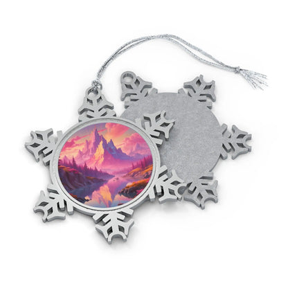 Pewter Snowflake Ornament — Fantasy Mountain Lake Holiday Decoration - Snowflake / One Size - Home Decor