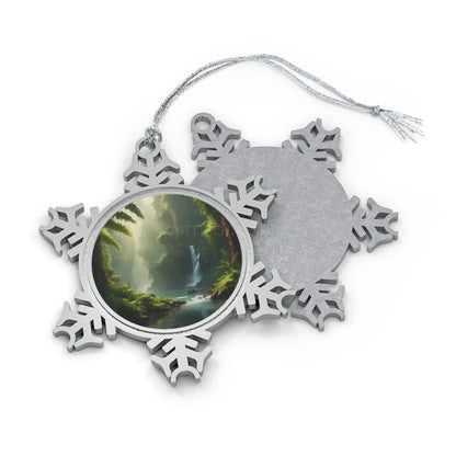 Pewter Snowflake Ornament — Forest Waterfall Holiday Keepsake - Snowflake / One Size - Home Decor