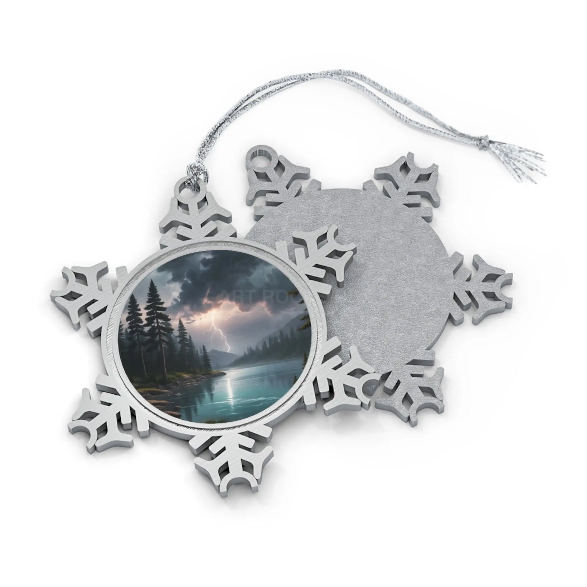 Pewter Snowflake Ornament — Lakeside Winter Landscape Holiday Decoration - Snowflake / One Size - Home Decor