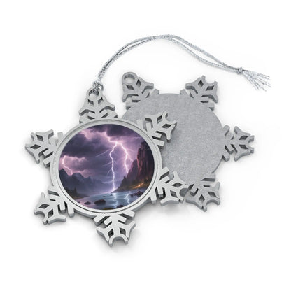Pewter Snowflake Ornament — Lightning Storm Scenic Holiday Keepsake - Snowflake / One Size - Home Decor