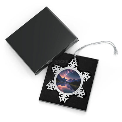 Pewter Snowflake Ornament — Scenic Lake Sunset - Snowflake / One Size - Home Decor