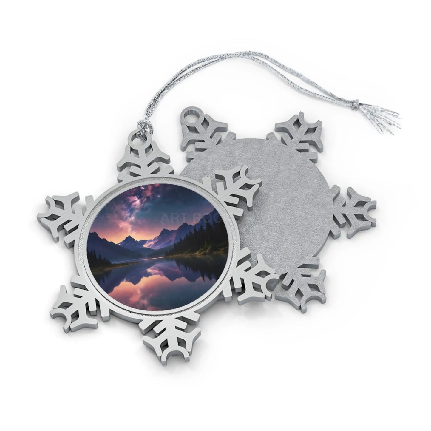 Pewter Snowflake Ornament — Scenic Lake Sunset - Snowflake / One Size - Home Decor