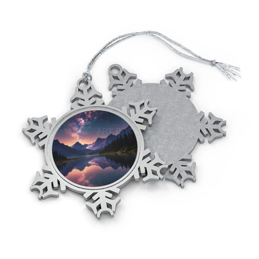 Pewter Snowflake Ornament — Scenic Lake Sunset - Snowflake / One Size - Home Decor