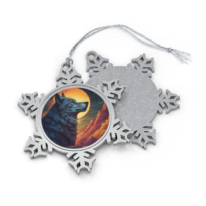 Pewter Snowflake Ornament — Wolf Sunset Holiday Ornament - Snowflake / One Size - Home Decor