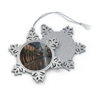 Pewter Snowflake Photo Ornament — European Streets Personalized Holiday Keepsake - Snowflake / One Size - Home Decor