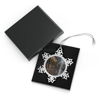 Pewter Snowflake Photo Ornament — European Streets Personalized Holiday Keepsake - Snowflake / One Size - Home Decor