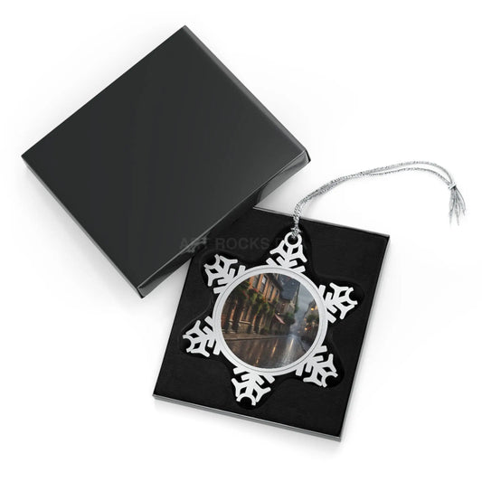 Pewter Snowflake Photo Ornament — European Streets Personalized Holiday Keepsake - Snowflake / One Size - Home Decor