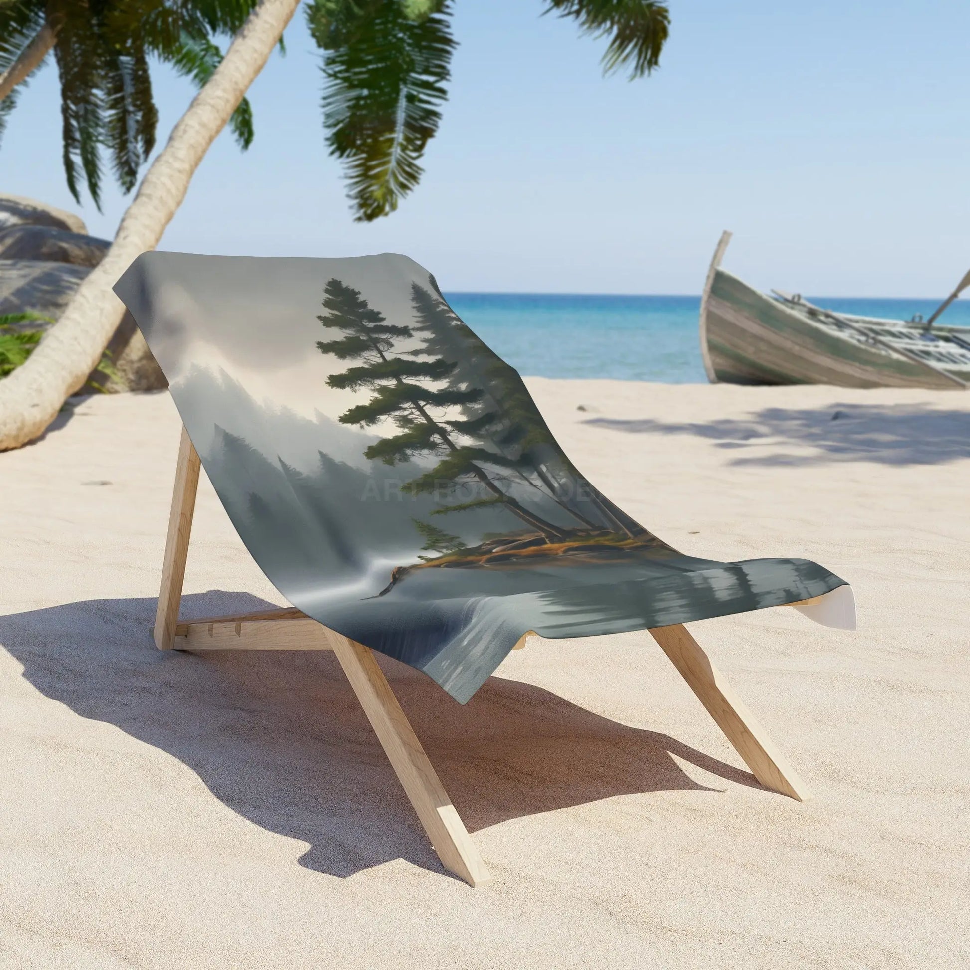 Pine Lake Landscape Beach Towel - 30’’ × 60’’ - Home Decor
