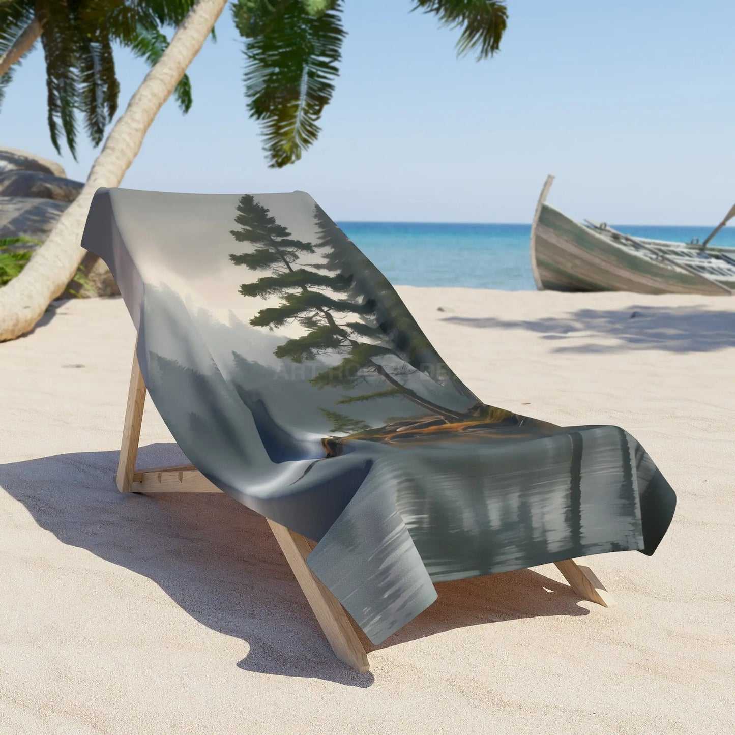 Pine Lake Landscape Beach Towel - Home Decor