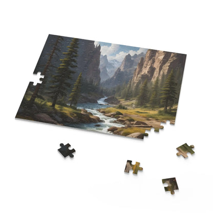Pine Tree Covered Mountainous Valley Jigsaw Puzzle — 120/252/500 Piece - Puzzle