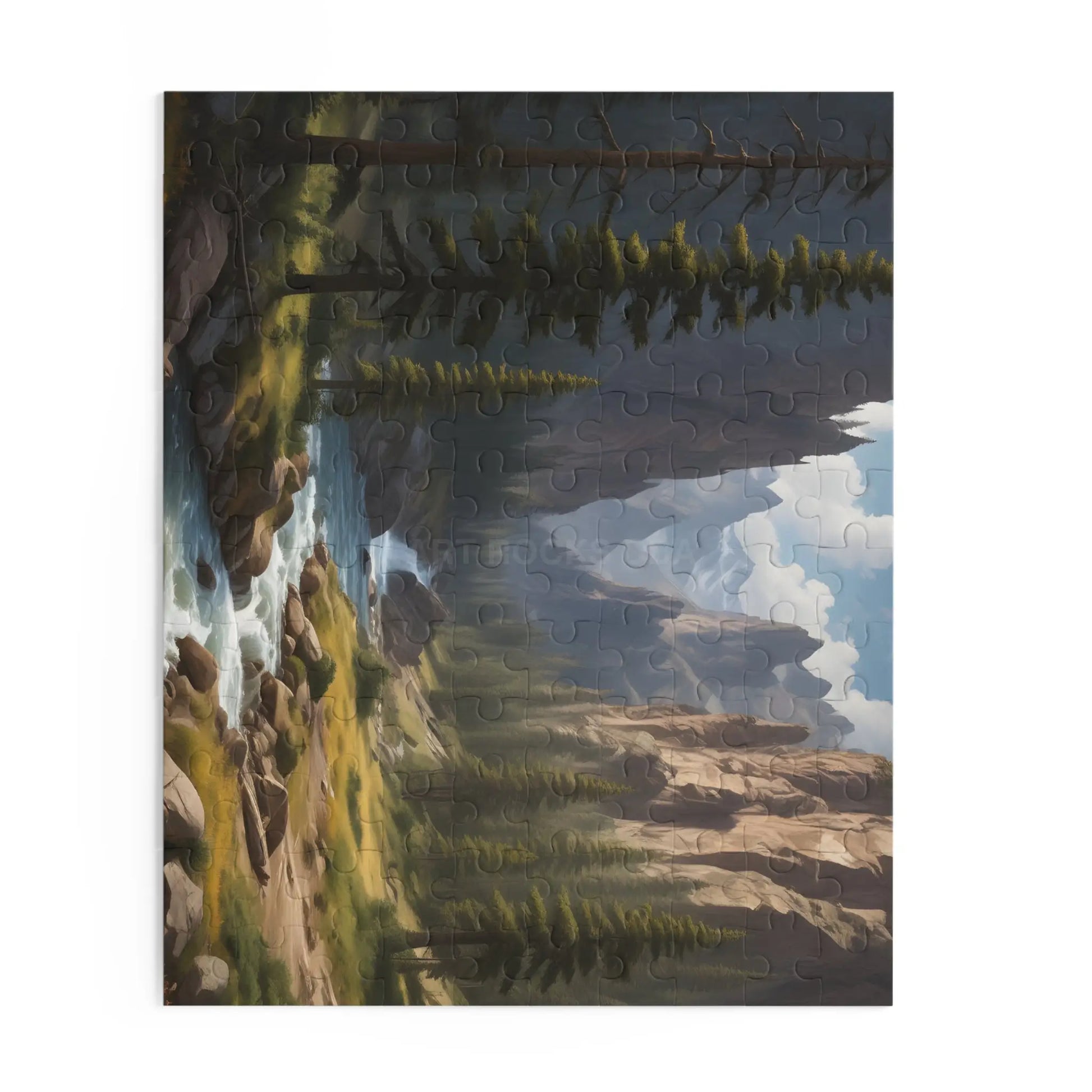 Pine Tree Covered Mountainous Valley Jigsaw Puzzle — 120/252/500 Piece - Puzzle