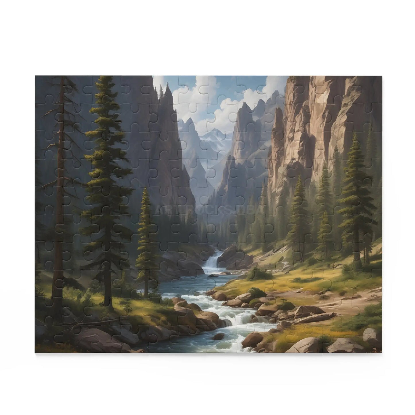 Pine Tree Covered Mountainous Valley Jigsaw Puzzle — 120/252/500 Piece - Puzzle