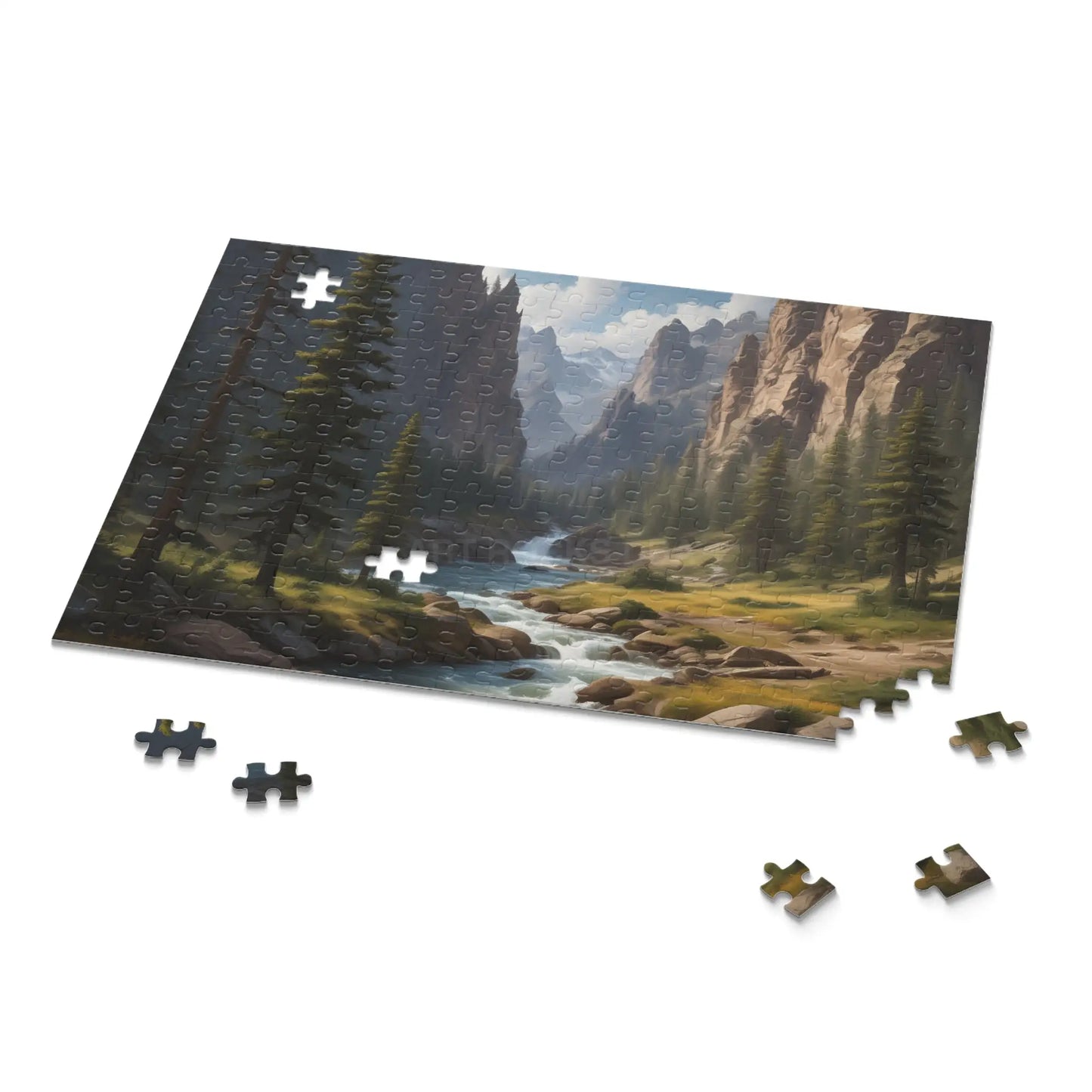 Pine Tree Covered Mountainous Valley Jigsaw Puzzle — 120/252/500 Piece - Puzzle