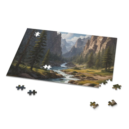 Pine Tree Covered Mountainous Valley Jigsaw Puzzle — 120/252/500 Piece - Puzzle
