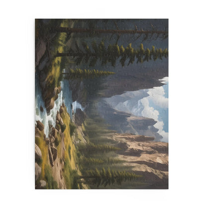 Pine Tree Covered Mountainous Valley Jigsaw Puzzle — 120/252/500 Piece - Puzzle