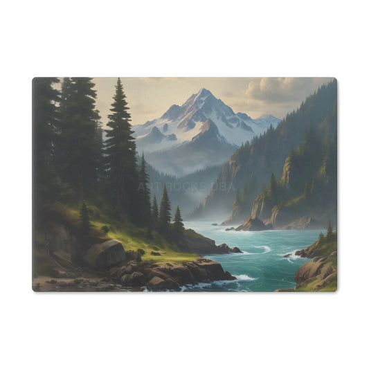 Pine Tree Mountain River Scenic Cutting Board — Forest Landscape Kitchen Board - Small - Home Decor