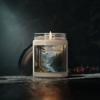Pine Tree River Scented Soy Candle 9oz | Eco-Friendly Gift for Home Decor Spa Relaxation Aromatherapy Meditation - Home
