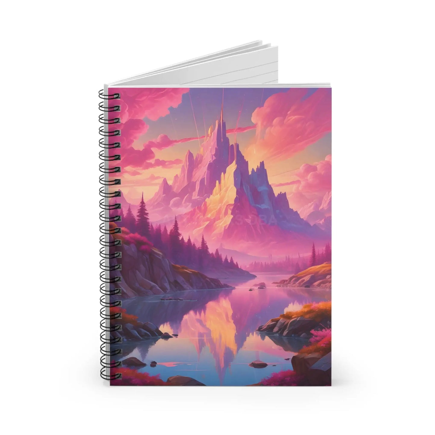 Pink Cotton Candy Mountain Spiral Notebook Inspirational Journal Nature Lover’s Gift Travel Sketchbook Dreamy Artistic