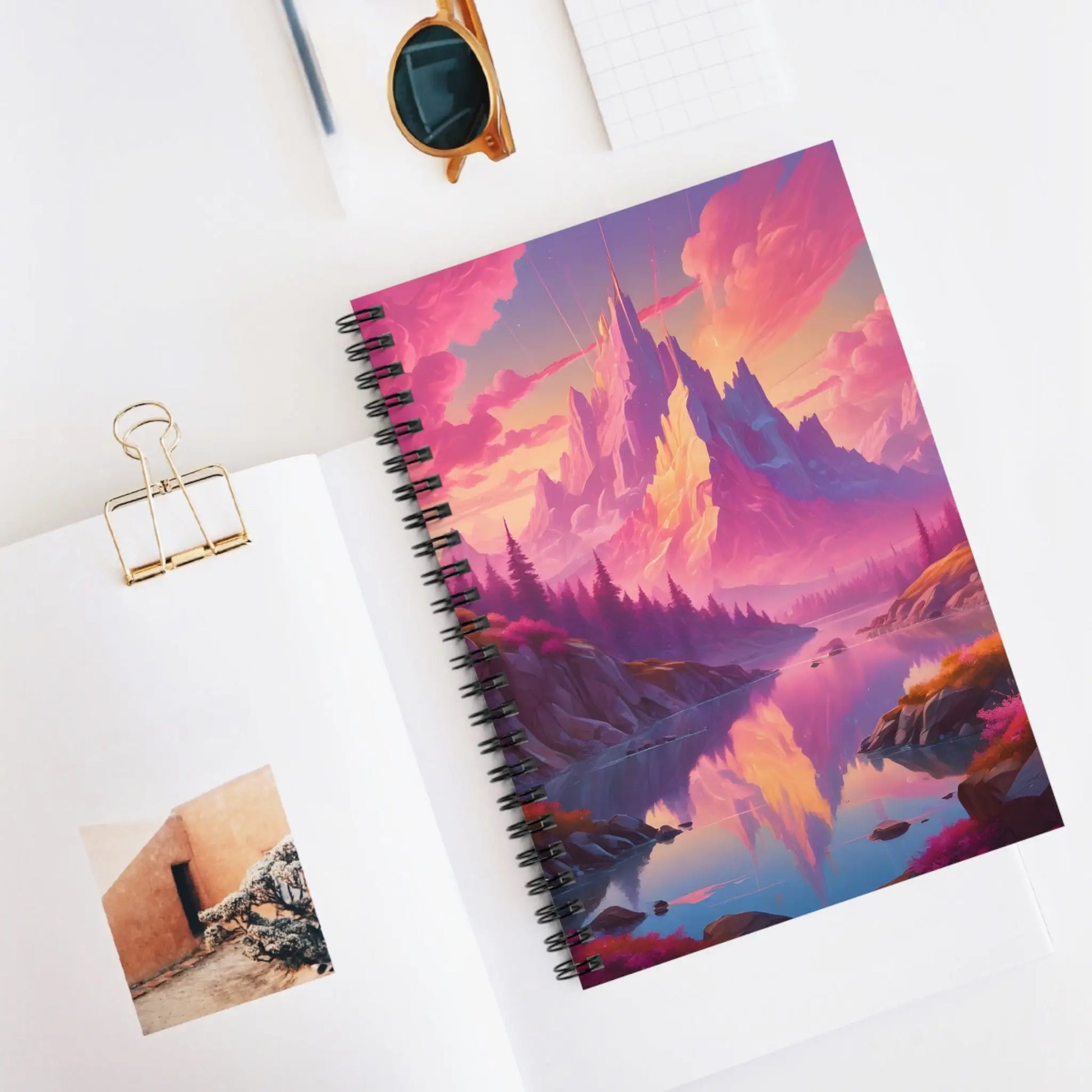 Pink Cotton Candy Mountain Spiral Notebook Inspirational Journal Nature Lover’s Gift Travel Sketchbook Dreamy Artistic