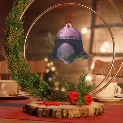 Pink Fantasy Bridge Metal Ornament – Enchanted Forest Holiday Decoration - Home Decor