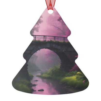 Pink Fantasy Bridge Metal Ornament – Enchanted Forest Holiday Decoration - Tree / One Size - Home Decor