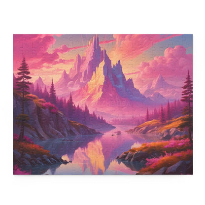 Pink Mountain Landscape Puzzle — 120/252/500-Piece Scenic Jigsaw - 14’’ × 11’’ (252 pcs) - Puzzle