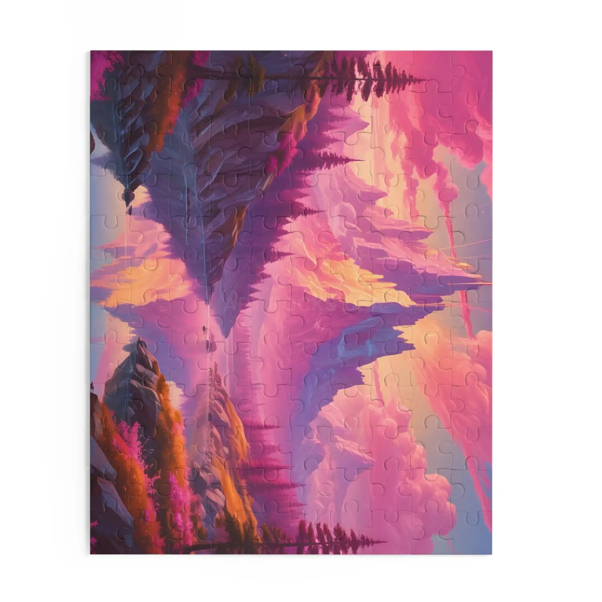 Pink Mountain Landscape Puzzle — 120/252/500-Piece Scenic Jigsaw - Puzzle