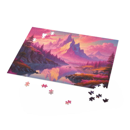 Pink Mountain Landscape Puzzle — 120/252/500-Piece Scenic Jigsaw - Puzzle